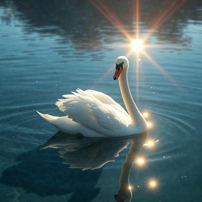 The primary subject of the image is a white swan floating on a body of water. The swan is the main focus of the image, and it appears to be the center of attention. The setting is a body of water, which serves as the backdrop for the scene. The visual style of the image is a photo, capturing the swan in its natural habitat. The colors in the image are predominantly white, which gives the scene a serene and peaceful atmosphere.